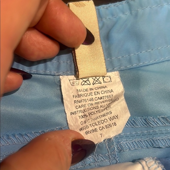 Rusty Women's Swim Trunks in Sky Blue and White Size 7 - Picture 3 of 7